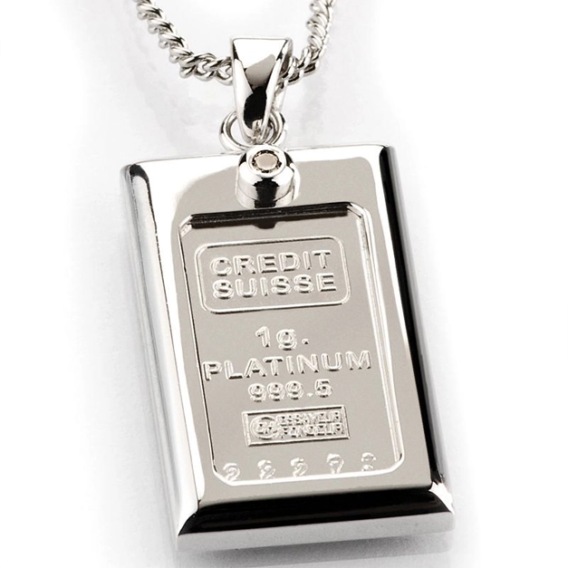 1 Gram Platinum & Diamond Ingot Necklace